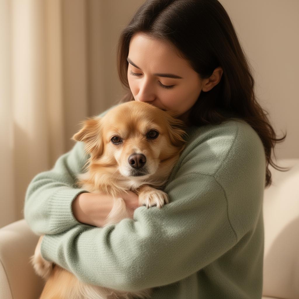 Woman hugging her dog